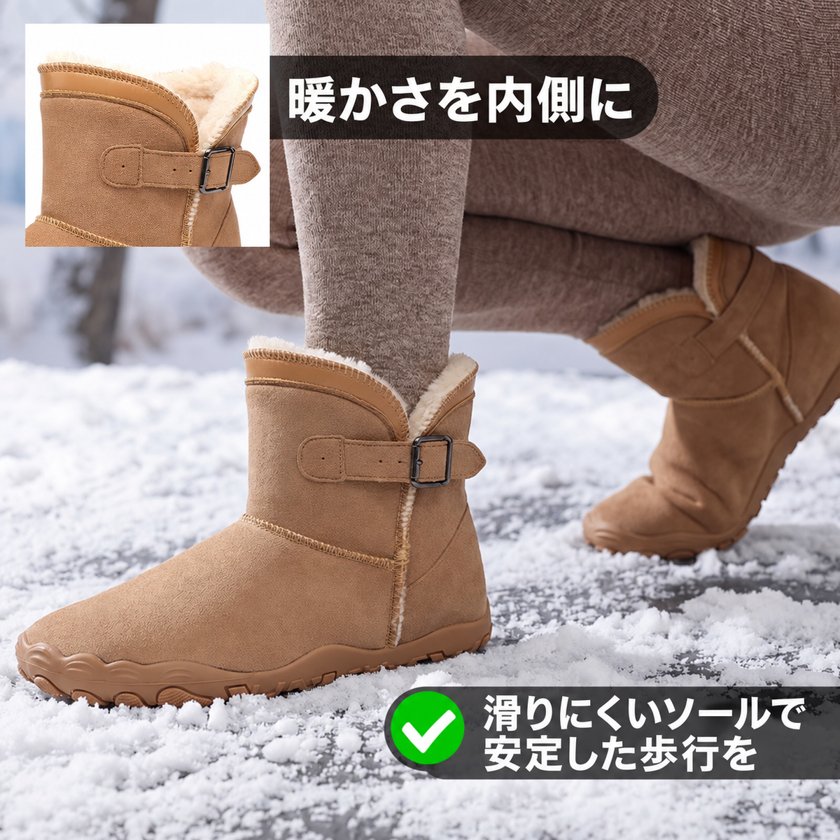 ノボルーン – あったか防寒ブーツ（ボア裏地付き）